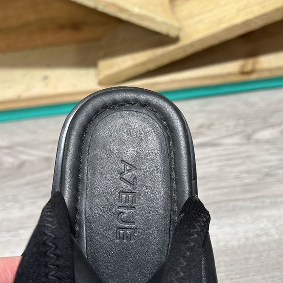 A7EIJE Black Genuine Leather lace up sandals size 7.5 - Picture 9 of 9